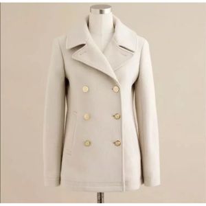 J.Crew Stadium Cloth Ivory Pea Coat 2